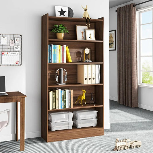 72" Tall 6-Tier Bookcase – Modern White Wood Bookshelf with Deep Storage Shelves for Living Room, Bedroom, or Office