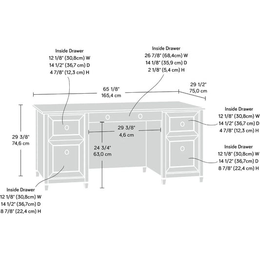Edge Water Executive Desk with File Drawers & Keyboard Tray – 65” Estate Black Office Desk with Storage