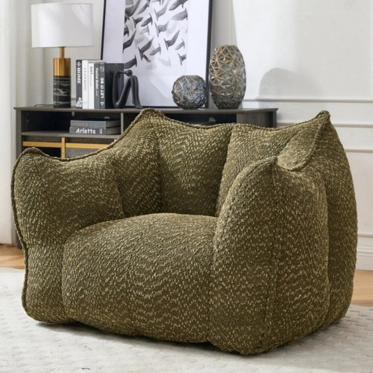 Modern Chenille Bean Bag Sofa – Ergonomic Foam Lounger for Adults & Kids