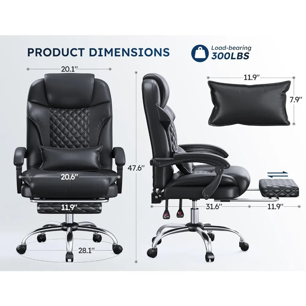 Ergonomic Office Chair with Footrest – 145° Reclining, Adjustable Height & Armrests, Lumbar Support Computer Desk Chair