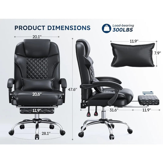 Ergonomic Office Chair with Footrest – 145° Reclining, Adjustable Height & Armrests, Lumbar Support Computer Desk Chair