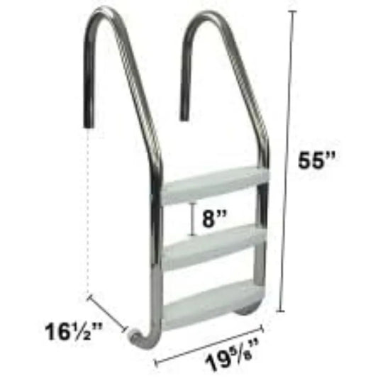 3-Step Stainless Steel Pool Ladder with Non-Slip Steps – In-Ground Swimming Pool Entry & Exit System, 250 lb Capacity