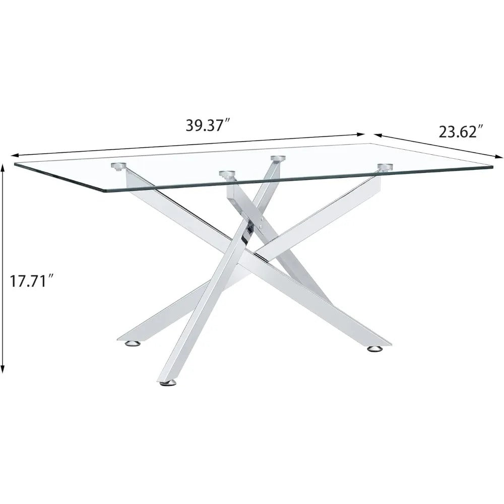 3-Piece Modern Glass Living Room Table Set – Coffee Table & 2 End Tables, Silver