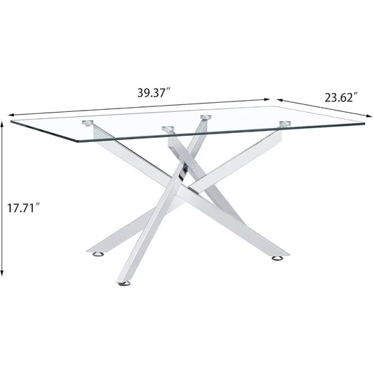 3-Piece Modern Glass Living Room Table Set – Coffee Table & 2 End Tables, Silver