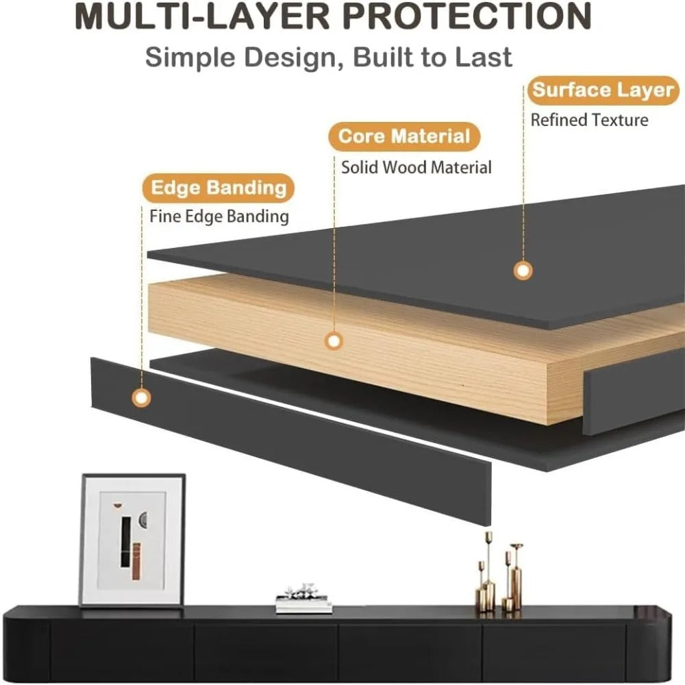 Floating Wall-Mounted TV Stand – Solid Wood Media Console with Door | Modern Space-Saving Design