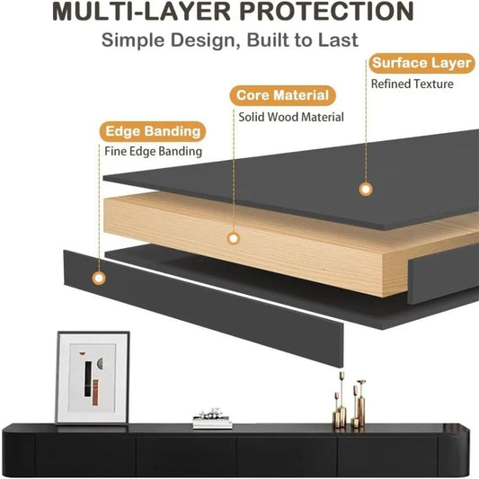 Floating Wall-Mounted TV Stand – Solid Wood Media Console with Door | Modern Space-Saving Design