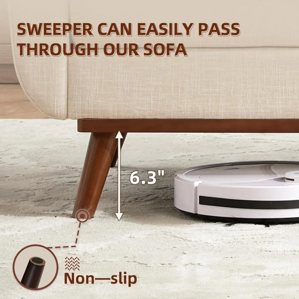 Mid-Century Modern 65" Loveseat Sofa – Tufted Upholstered Couch for Living Room, Beige Fabric with Solid Wood Legs