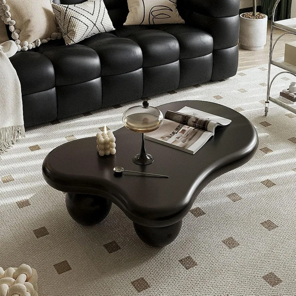 Modern Irregular Cloud Coffee Table – 47" Oval Leg Minimalist Tea Table