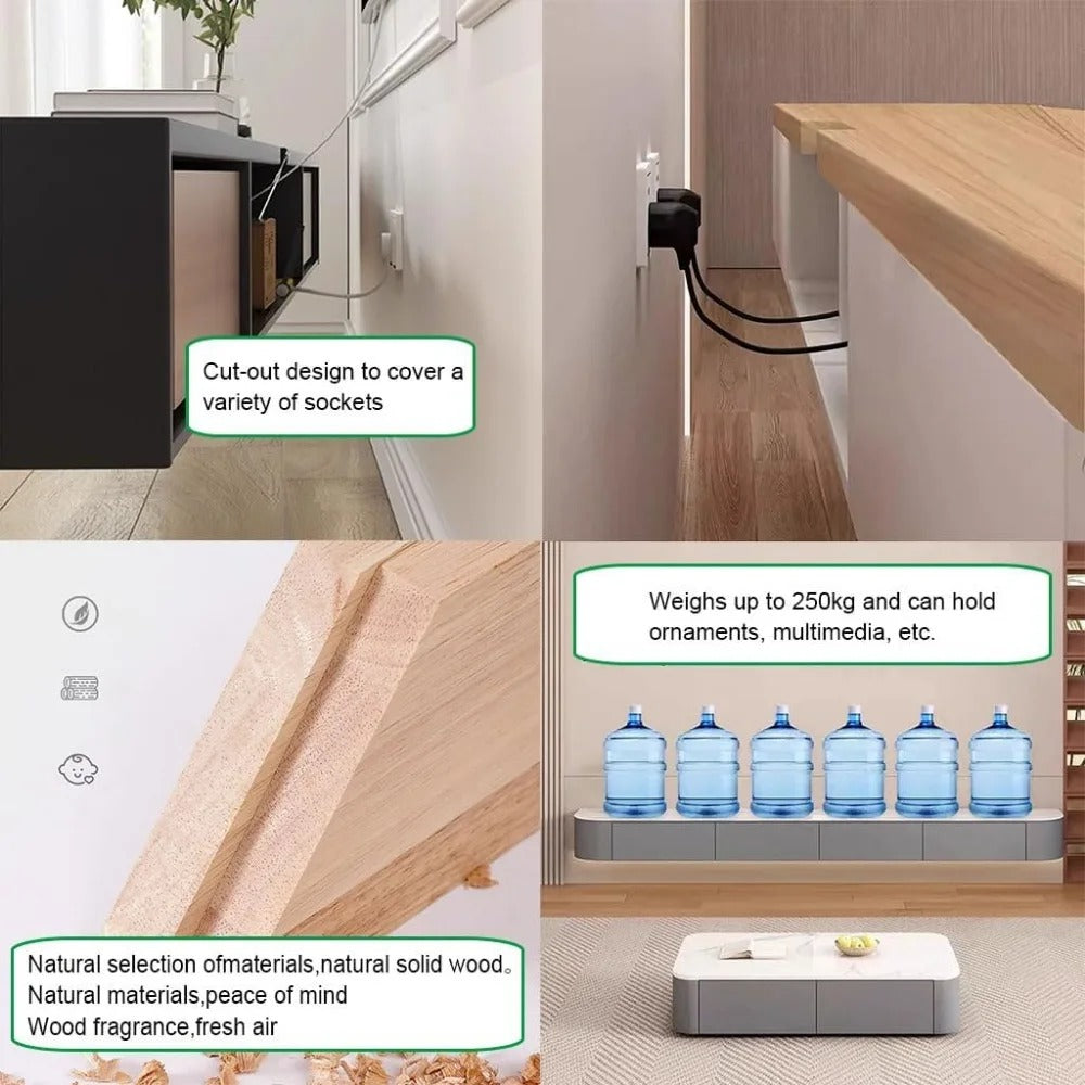 Floating TV Stand with Drawers & Cable Management – Modern Wall-Mounted Media Console, Solid Wood, No Assembly Required (White, 70.9")