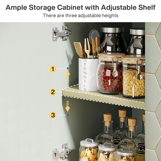 Modern Buffet Sideboard Cabinet Set – 2-Piece Storage Console with Doors & Shelves