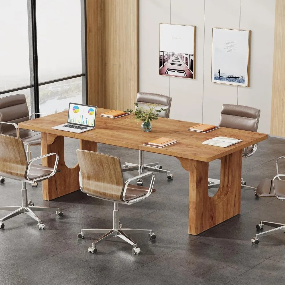 70.9" Modern Executive Office Desk – Large Computer & Conference Table with Rustic Brown Finish