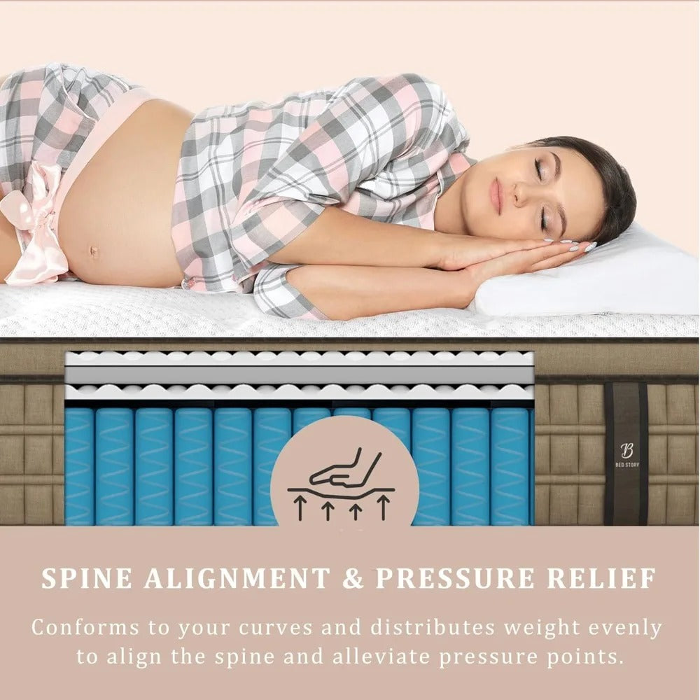 12” Firm Queen Hybrid Mattress – Pain-Relieving Support with Motion Isolation & 365-Night Trial