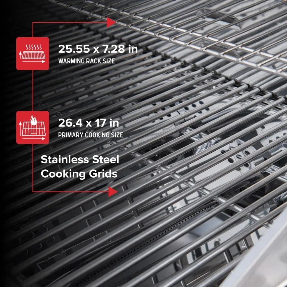 4-Burner Propane Gas Grill with Side Burner – 60,000 BTUs, Stainless Steel