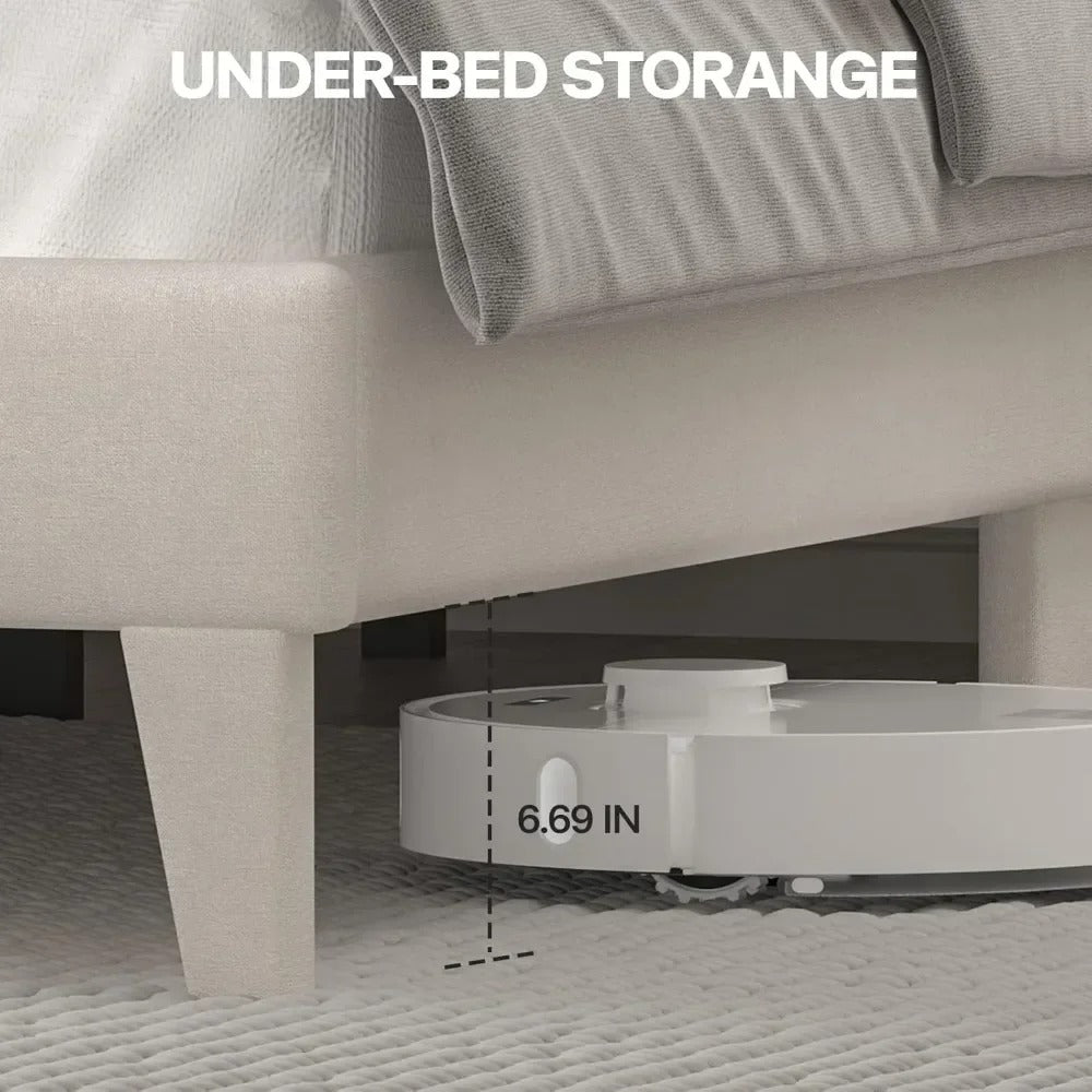 King Size Grey LED Bed Frame – Adjustable Headboard & No Box Spring Needed Hign-concerned Chemical