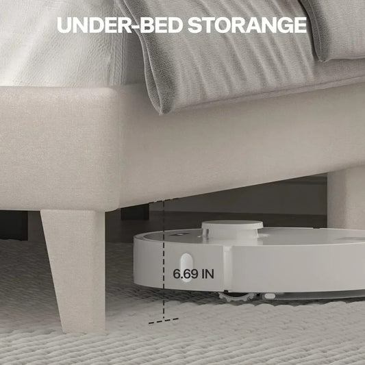 King Size Grey LED Bed Frame – Adjustable Headboard & No Box Spring Needed Hign-concerned Chemical