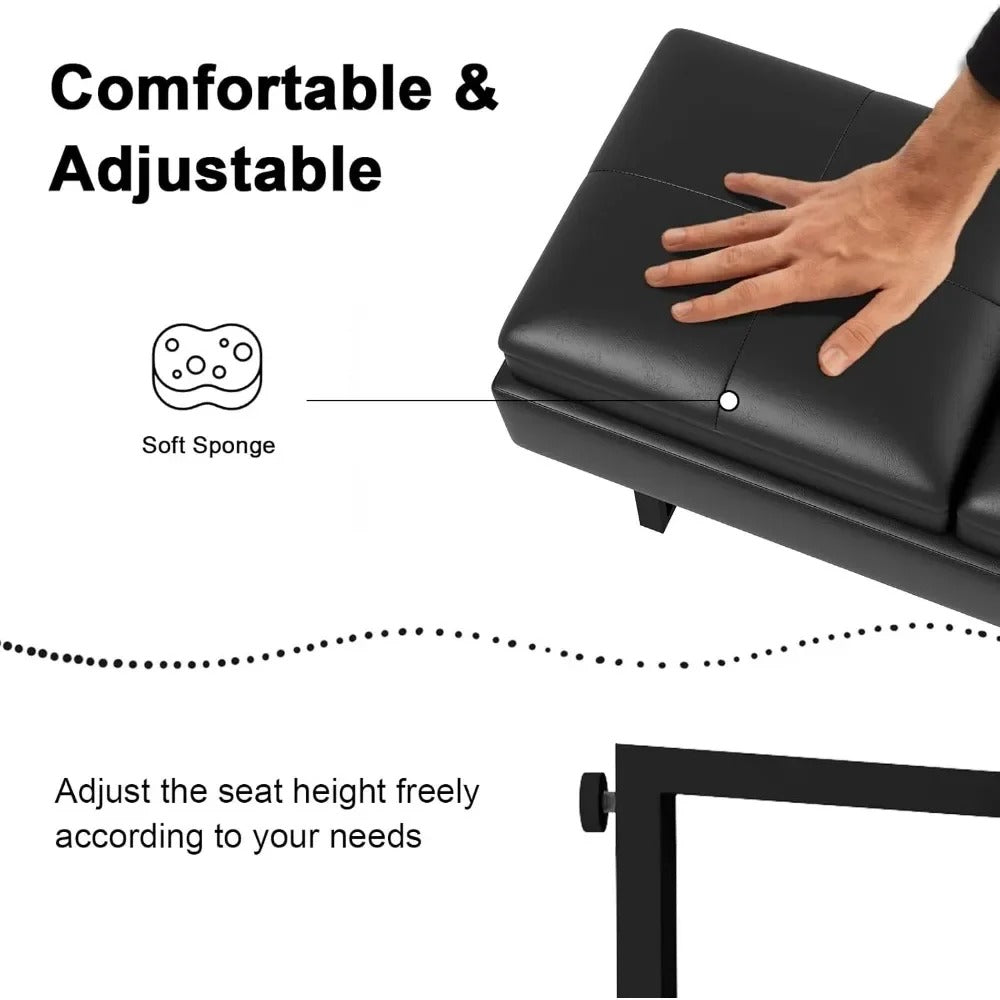 12-Seat PU Leather Waiting Room Bench – Modern Reception & Entryway Seating with Thick Cushions, Easy-Clean Design