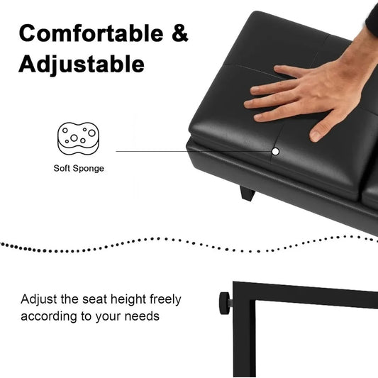 12-Seat PU Leather Waiting Room Bench – Modern Reception & Entryway Seating with Thick Cushions, Easy-Clean Design