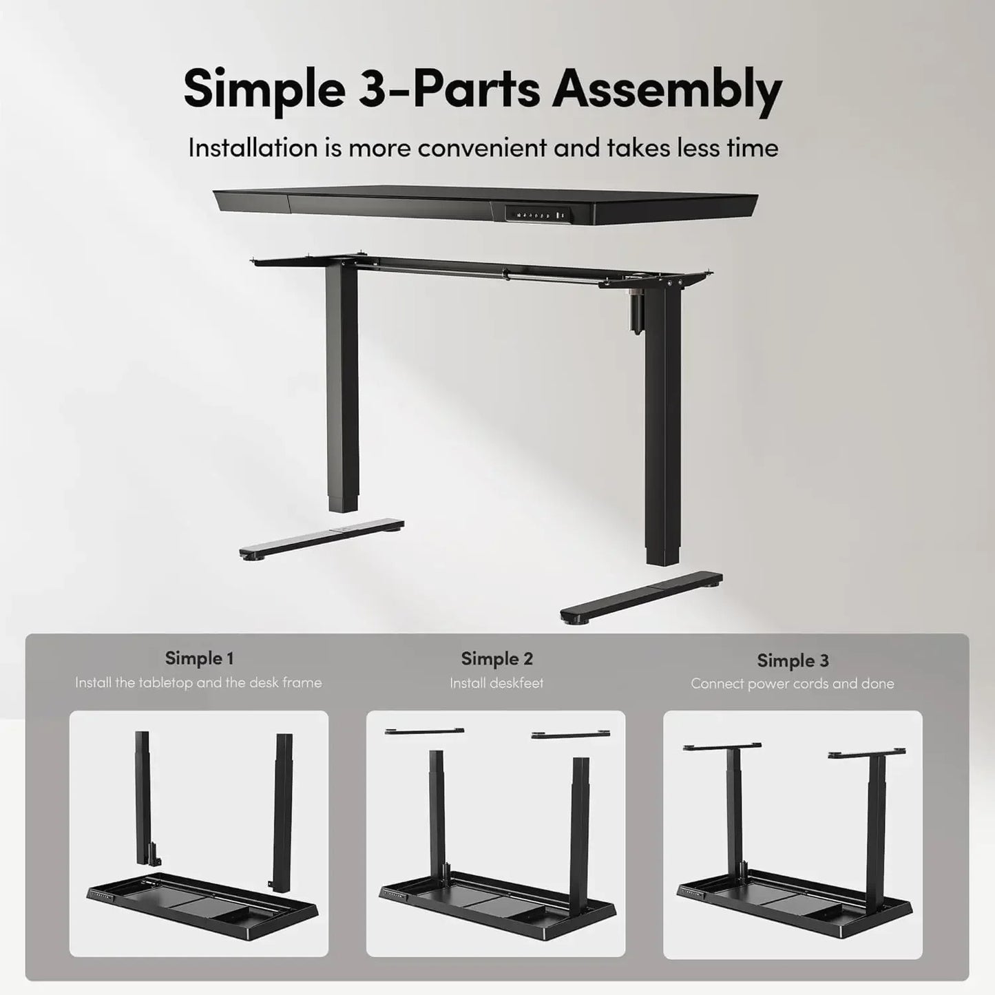 48×24 Electric Standing Desk with Glass Top – Adjustable Height Sit-Stand Desk with Drawers, Quick Assembly