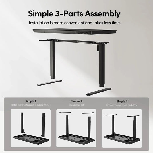 48×24 Electric Standing Desk with Glass Top – Adjustable Height Sit-Stand Desk with Drawers, Quick Assembly
