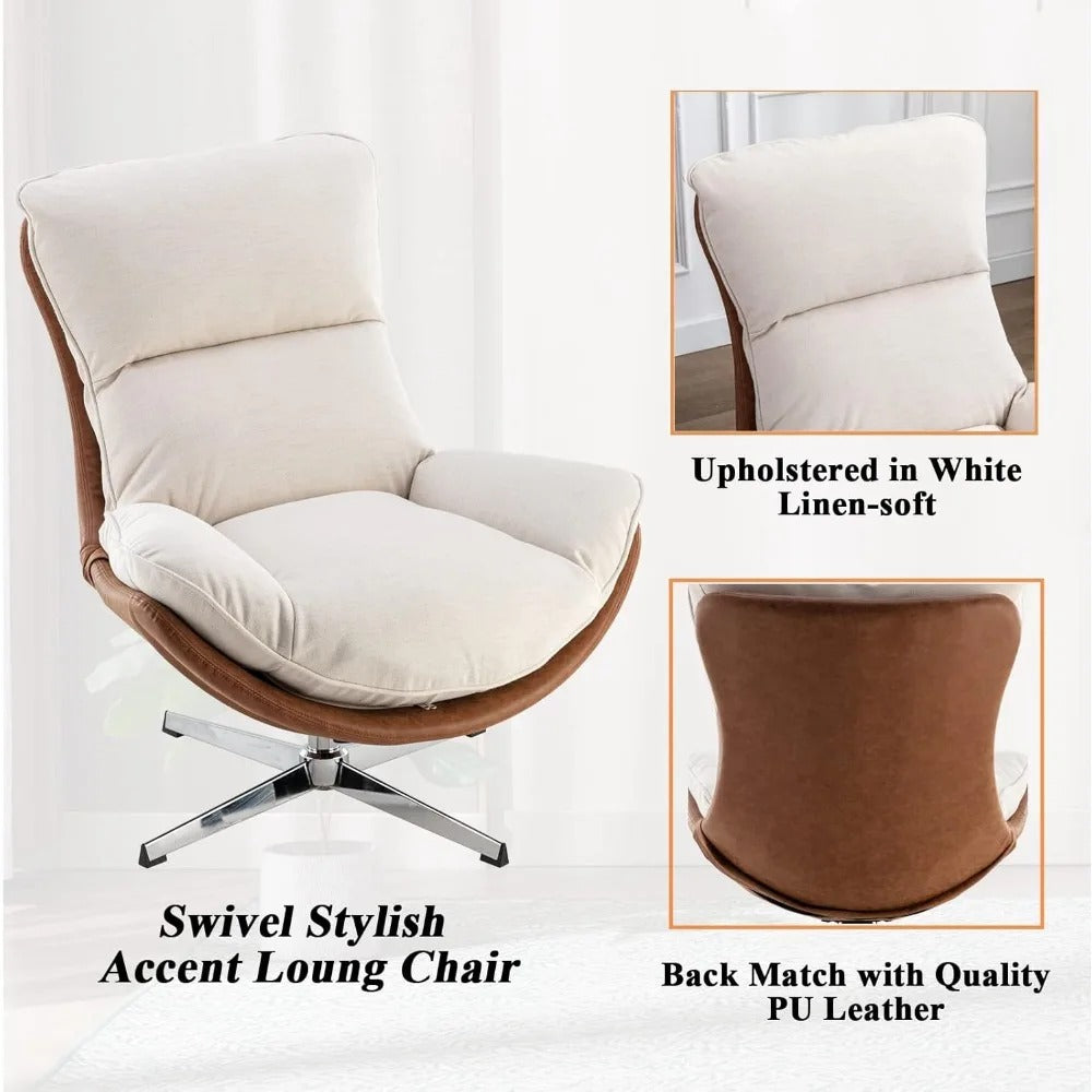 Modern Swivel Accent Chair – Linen Rocker Lounge Chair with High Back & Foam Cushion for Living Room, Bedroom, or Reading Nook