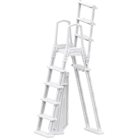 A-Frame Pool Ladder with Barrier for 48–52" Above Ground Pools – Non-Slip Steps & Safety Handrails, 300 lb Capacity