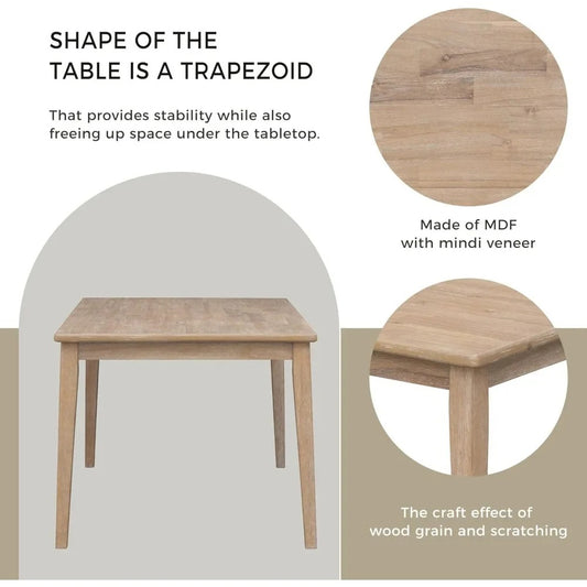 6-Piece Dining Set – Classic Wood Table, 4 Upholstered Chairs & Bench, Natural Finish, Traditional Style