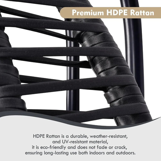 Double Hanging Egg Chair with Stand – Oversized 2-Person Outdoor Swing with Reclining Armrest & Cushions