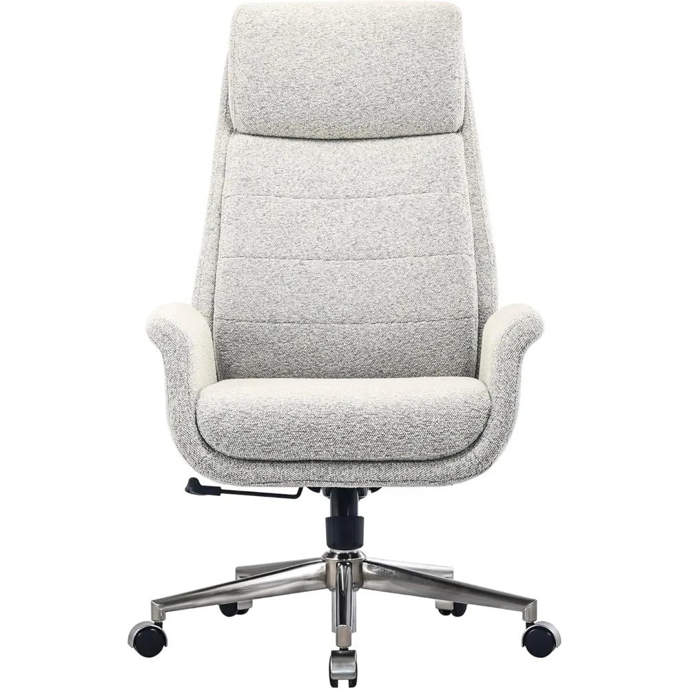 Modern Bouclé High-Back Executive Office Chair – Adjustable & Ergonomic
