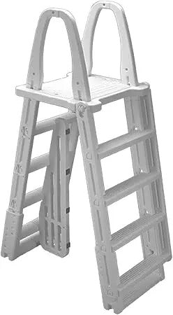 A-Frame Swing-Up Pool Ladder with Locking Safety Barrier – Anti-Slip Steps for 48–56" Above Ground Pools, 300 lb Capacity