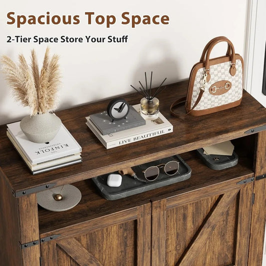 6-Tier Shoe Cabinet with Doors – Entryway Shoe Rack with Adjustable Shelves, Farmhouse Design & Anti-Tip Kit