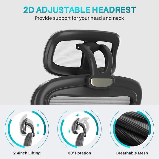 Ergonomic Mesh Office Chair with Adjustable Lumbar, Headrest & Flip-Up Arms – High-Back Desk Chair with Wheels & Breathable Seat