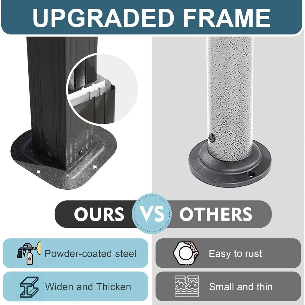 8x5 FT Hardtop Grill Gazebo with Steel Roof & Side Shelves – Outdoor BBQ Canopy Shelter