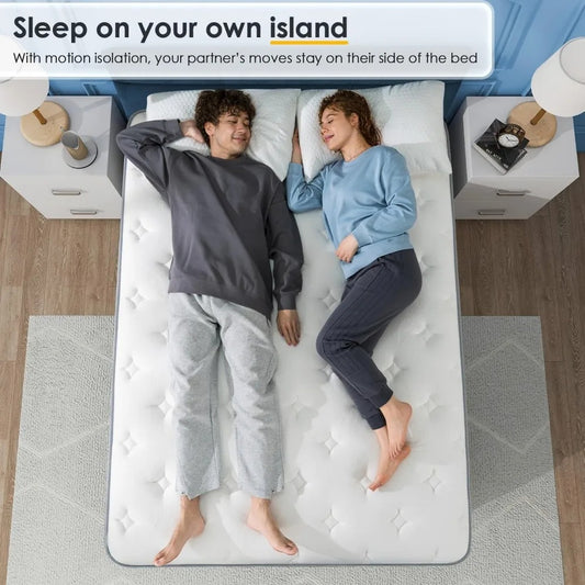 12-Inch Full Size Hybrid Mattress in a Box – Gel Memory Foam & Pocket Coils, Pillow Top, Medium Firm, Ergonomic Support, Breathable & Fiberglass-Free