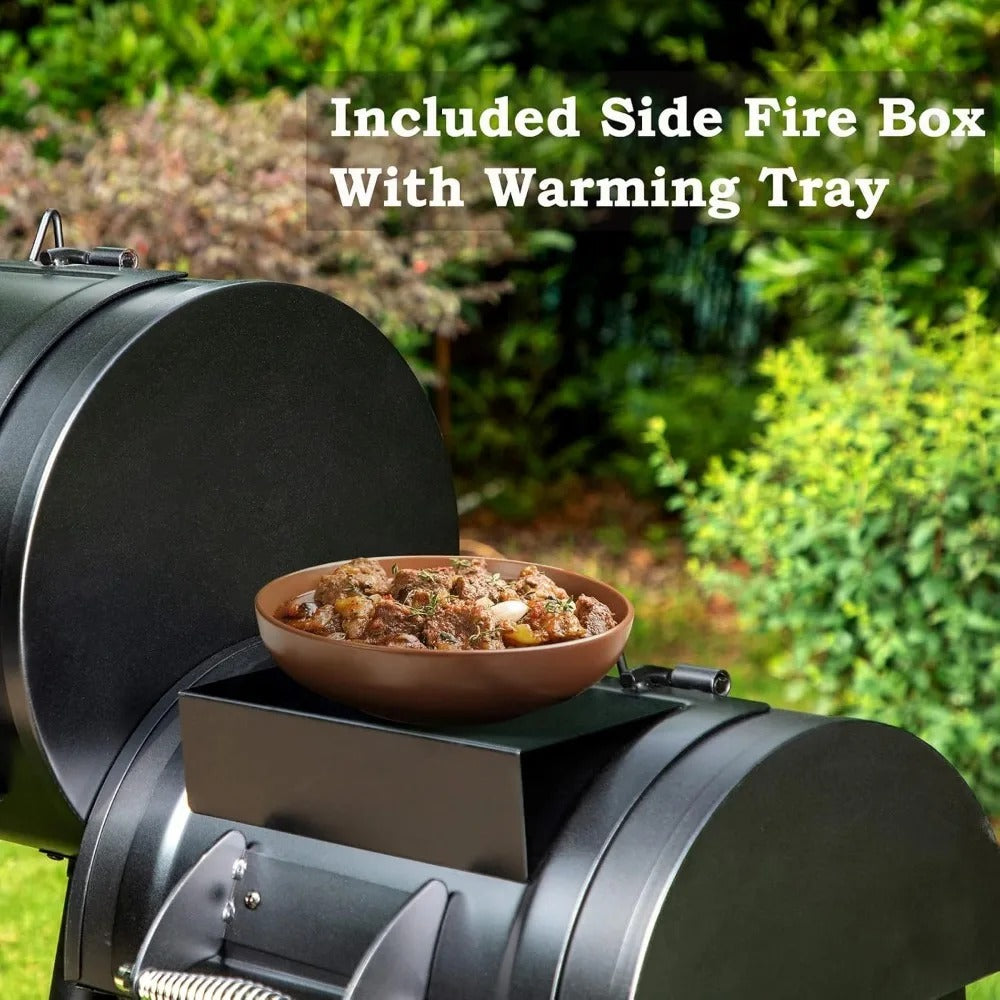 Durable charcoal grill with 941 sq. in. of cooking space, integrated offset smoker, warming rack, and heavy-duty steel construction. Perfect for hosting large outdoor BBQs and events.