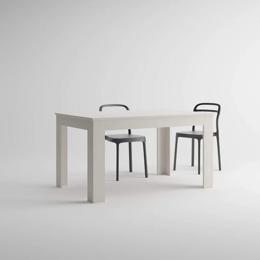 Extendable Dining Table for 6–8 People – 55" to 86" Ashwood White Kitchen Table with L-Shaped Legs, Space-Saving Design