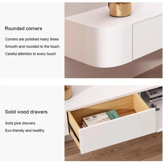 Modern Floating TV Cabinet with Drawers – Wall-Mounted Media Console with Cable Management & Pre-Assembled Storage