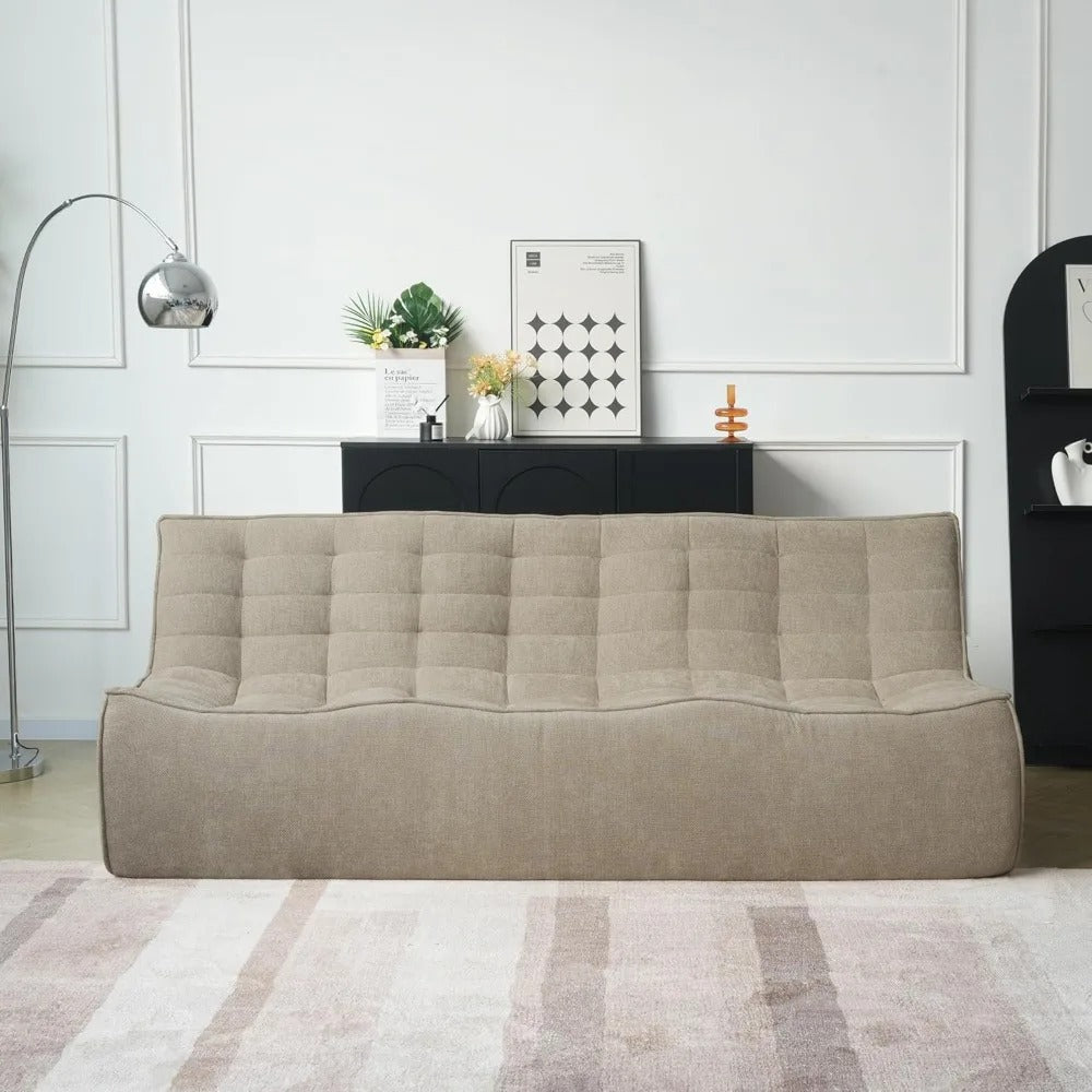 82.68" Chenille Floor Sofa – 3-Seat Foam-Filled Lounge Couch, No Assembly Needed, Lazy Bean Bag Style Fireside Chair