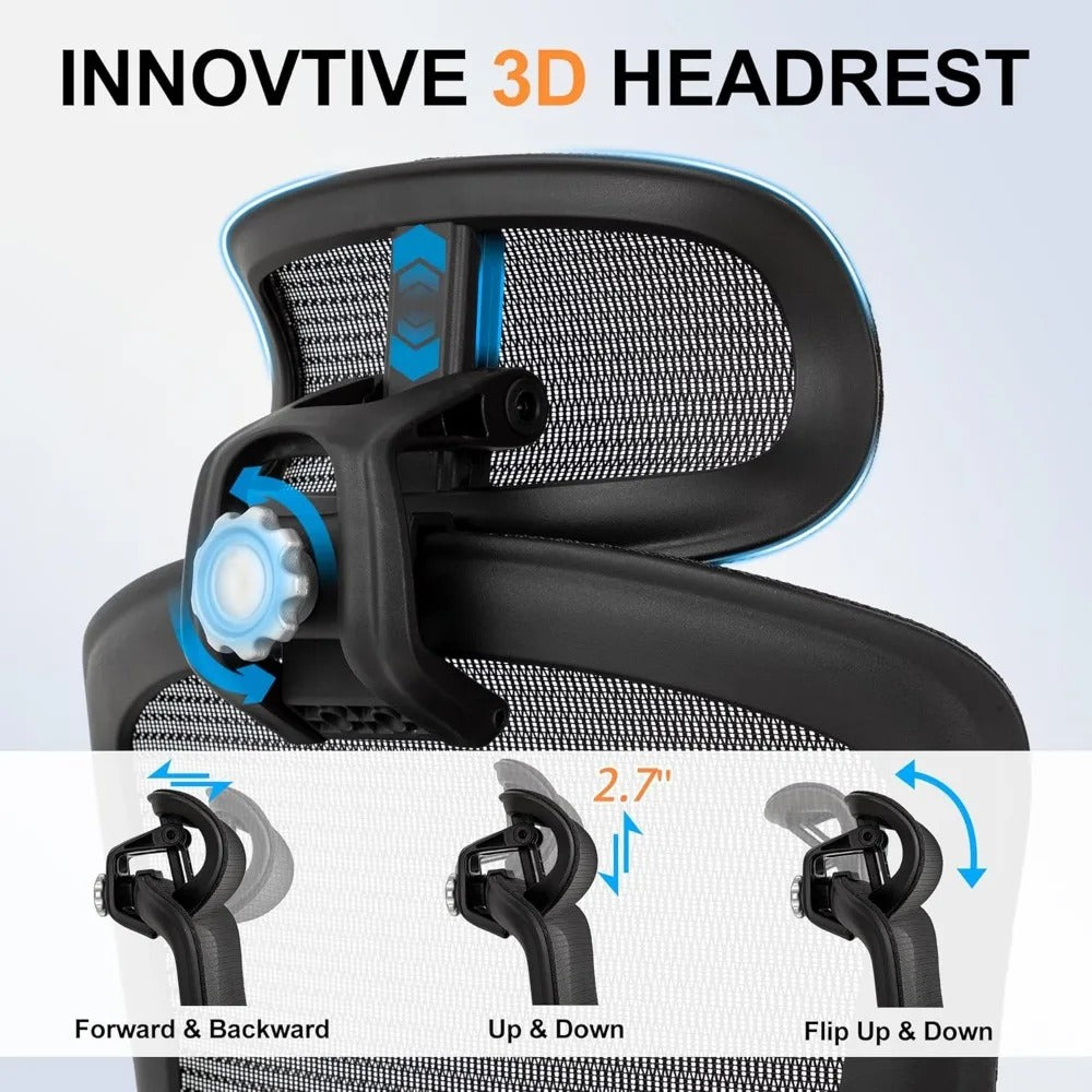 500lbs Heavy-Duty Big & Tall Executive Office Chair – Ergonomic Mesh Back with 5D Flip Arms & Adjustable Lumbar Support