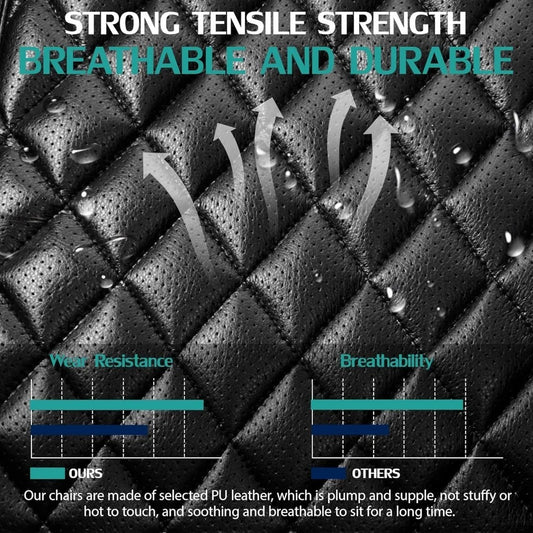 500lbs Big & Tall Executive Office Chair – Heavy-Duty PU Leather Desk Chair with Adjustable Headrest & Lumbar Support