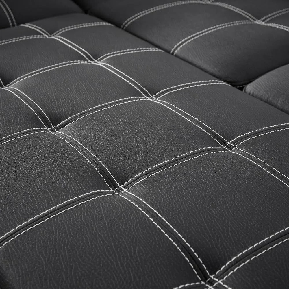 90-Inch Sleeper Sofa with Pull-Out Bed, Recliner, Adjustable Headrests & Storage Ottoman