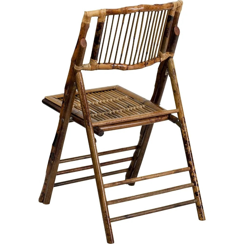 4-Pack Bamboo Folding Chairs – Commercial-Grade Wooden Event Chairs with Slat Back & 300lbs Capacity