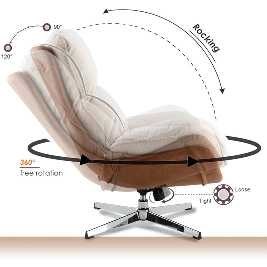 Modern Swivel Accent Chair – Linen Rocker Lounge Chair with High Back & Foam Cushion for Living Room, Bedroom, or Reading Nook