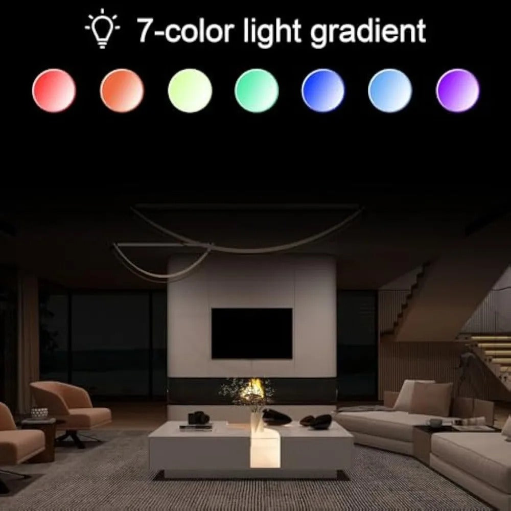 Modern LED Coffee Table with Glass Top – White Center Table with 2 Drawers & Storage for Living Room