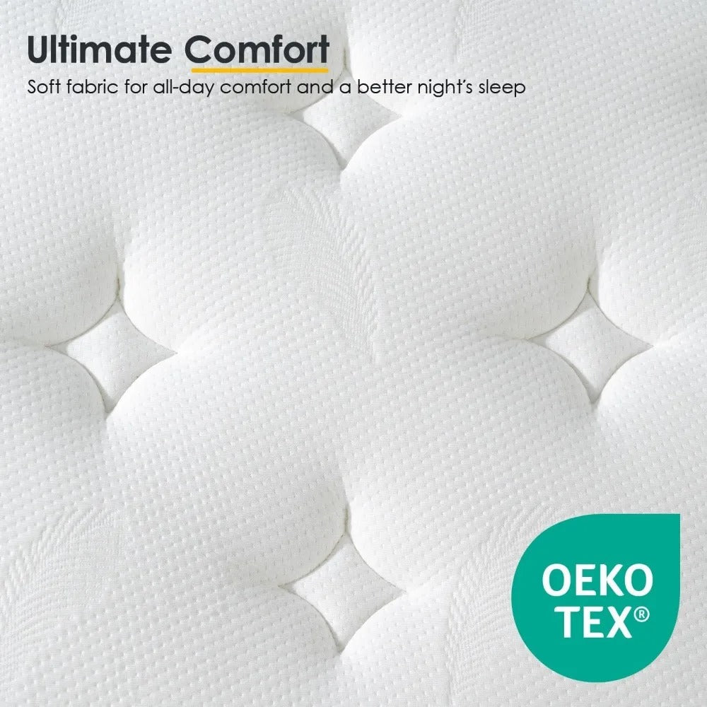 12-Inch Full Size Hybrid Mattress in a Box – Gel Memory Foam & Pocket Coils, Pillow Top, Medium Firm, Ergonomic Support, Breathable & Fiberglass-Free