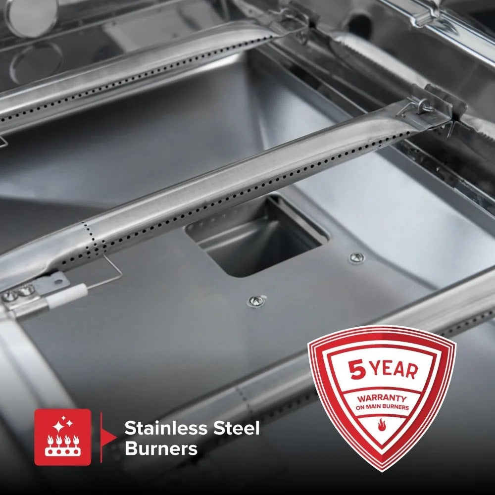 4-Burner Propane Gas Grill with Side Burner – 60,000 BTUs, Stainless Steel