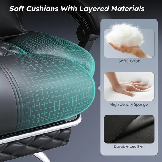 Ergonomic Office Chair with Footrest – 145° Reclining, Adjustable Height & Armrests, Lumbar Support Computer Desk Chair