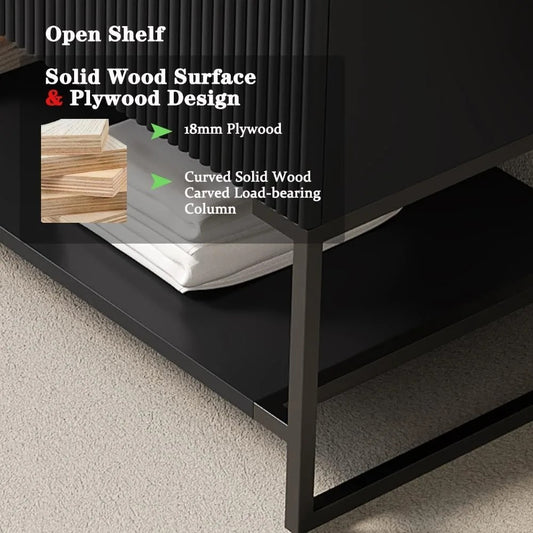 48" Freestanding Bathroom Vanity with Vessel Sink, Soft-Close Doors & Open Shelf