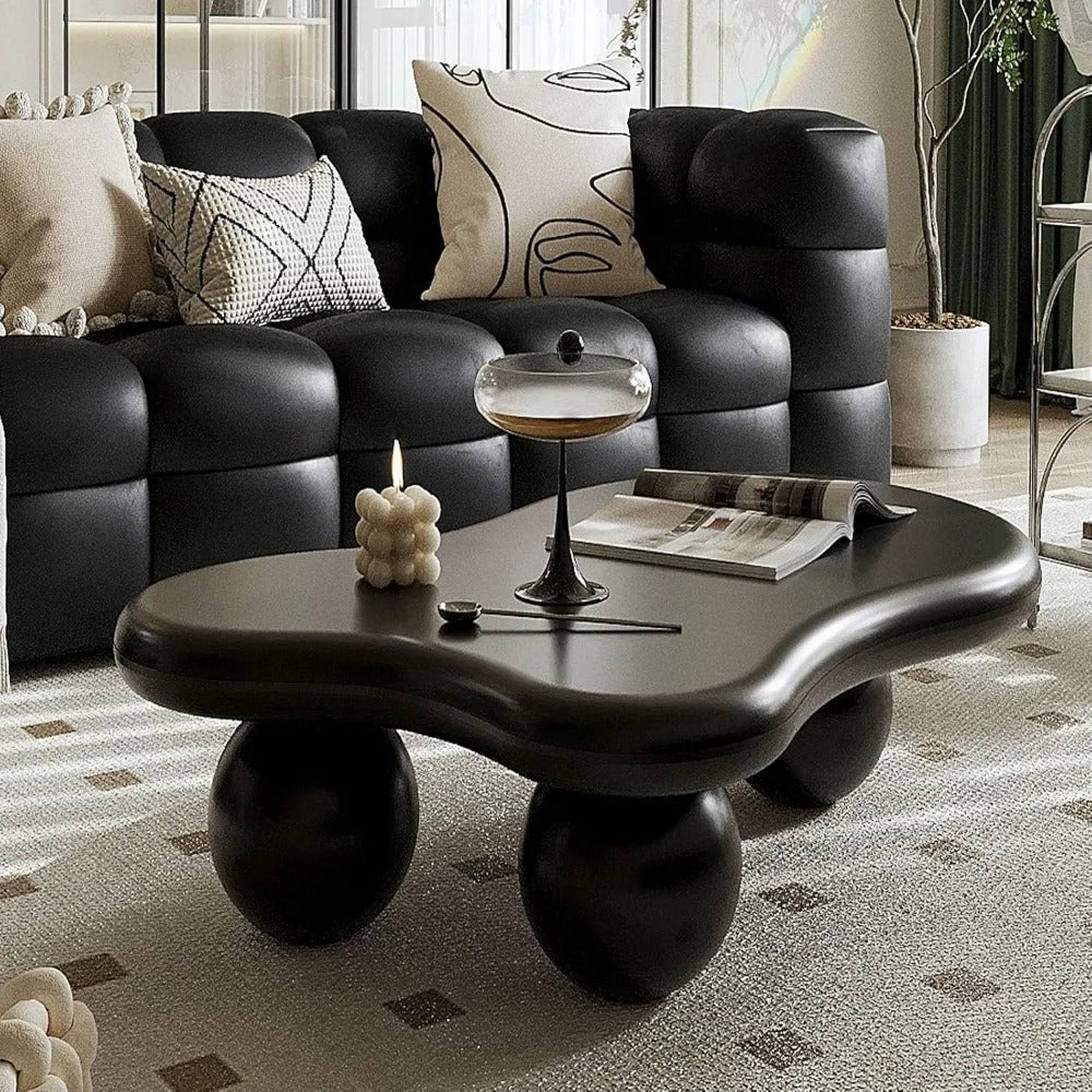 Modern Irregular Cloud Coffee Table – 47" Oval Leg Minimalist Tea Table