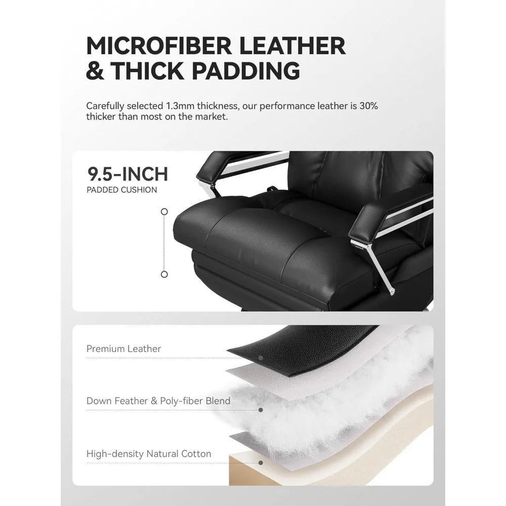 Big & Tall Electric Reclining Office Chair – Dual Motor, Wide Seat, Footrest & Adjustable Height, Ergonomic PU Leather Chair