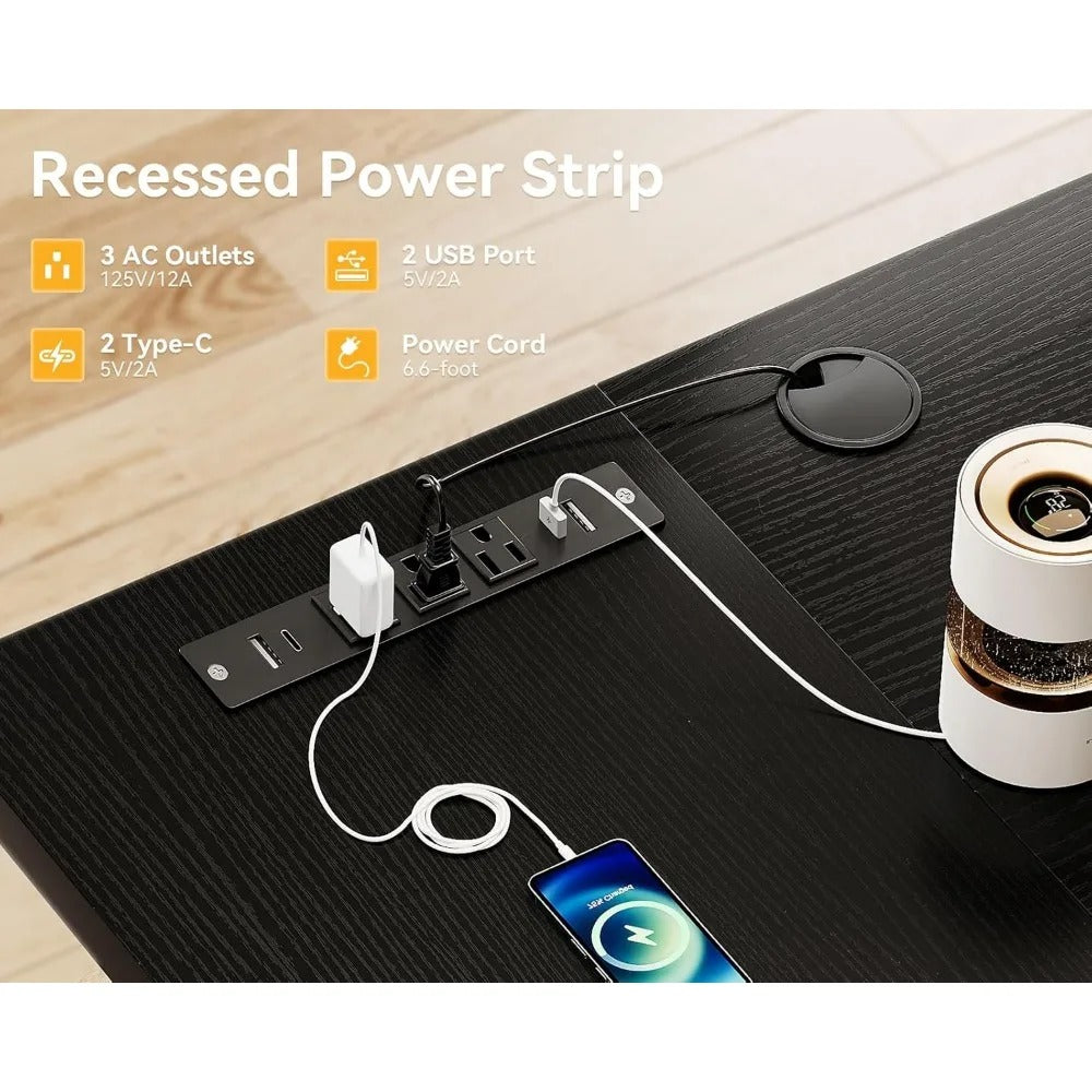 78" Executive Office Desk with USB & Type-C Ports – Extra-Large Modern Workstation for Home or Business